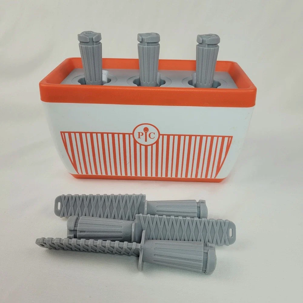 Pampered Chef Quicksicle Maker Orange White Frozen Pop Maker with 6 Sticks